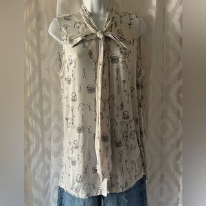 Cabi tie neck knit keys tank size L.